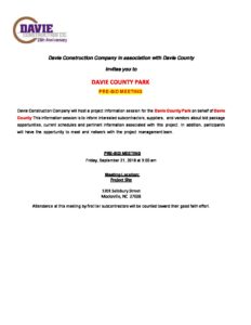 007 Pre Bid Meeting Notice 9 7 18 Davie Construction